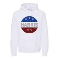 Vote Kamala Harris For President 2024 Button Usa Flag Premium Hoodie