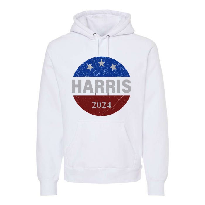 Vote Kamala Harris For President 2024 Button Usa Flag Premium Hoodie