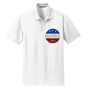 Vote Kamala Harris For President 2024 Button Usa Flag Dry Zone Grid Polo