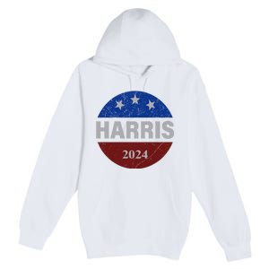 Vote Kamala Harris For President 2024 Button Usa Flag Premium Pullover Hoodie