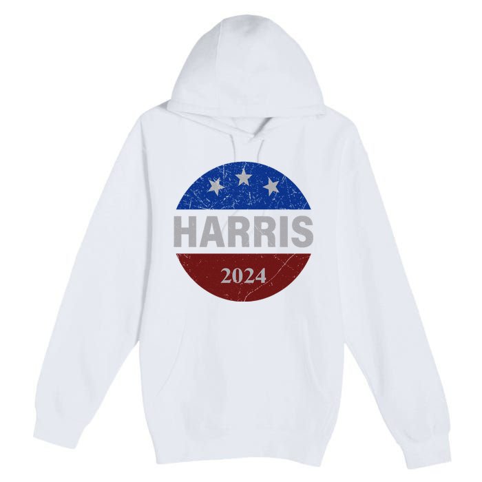 Vote Kamala Harris For President 2024 Button Usa Flag Premium Pullover Hoodie