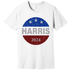 Vote Kamala Harris For President 2024 Button Usa Flag Premium T-Shirt