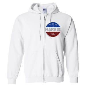 Vote Kamala Harris For President 2024 Button Usa Flag Full Zip Hoodie