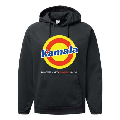 Vote Kamala Harris Removes Nasty Orange Stains Detergent Fun Performance Fleece Hoodie