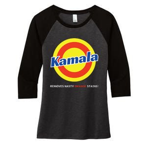 Vote Kamala Harris Removes Nasty Orange Stains Detergent Fun Women's Tri-Blend 3/4-Sleeve Raglan Shirt