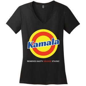 Vote Kamala Harris Removes Nasty Orange Stains Detergent Fun Women's V-Neck T-Shirt