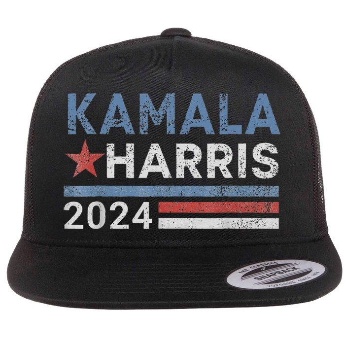 Vintage Kamala Harris 2024 For President Election Campaign Flat Bill Trucker Hat