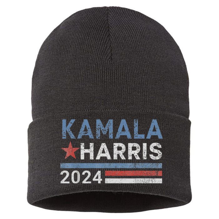 Vintage Kamala Harris 2024 For President Election Campaign Sustainable Knit Beanie