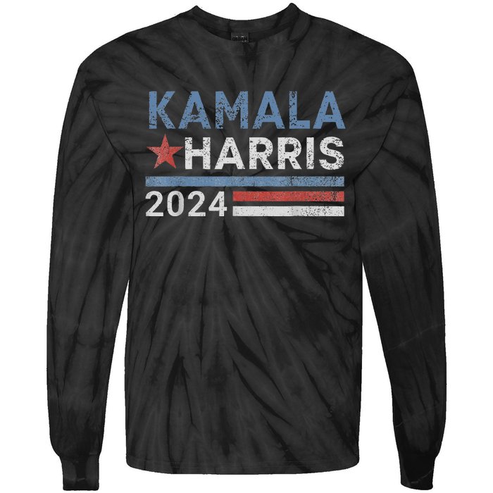 Vintage Kamala Harris 2024 For President Election Campaign Tie-Dye Long Sleeve Shirt