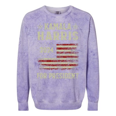 Vintage Kamala Harris 2024 For President Election Campaign Gift Colorblast Crewneck Sweatshirt