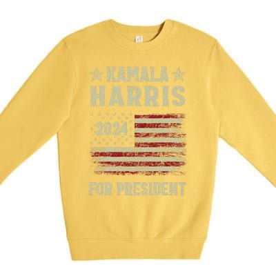 Vintage Kamala Harris 2024 For President Election Campaign Gift Premium Crewneck Sweatshirt