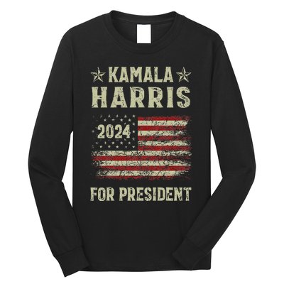 Vintage Kamala Harris 2024 For President Election Campaign Gift Long Sleeve Shirt