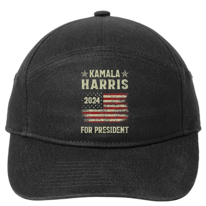 Vintage Kamala Harris 2024 For President Election Campaign Gift 7-Panel Snapback Hat