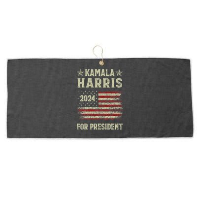 Vintage Kamala Harris 2024 For President Election Campaign Gift Large Microfiber Waffle Golf Towel