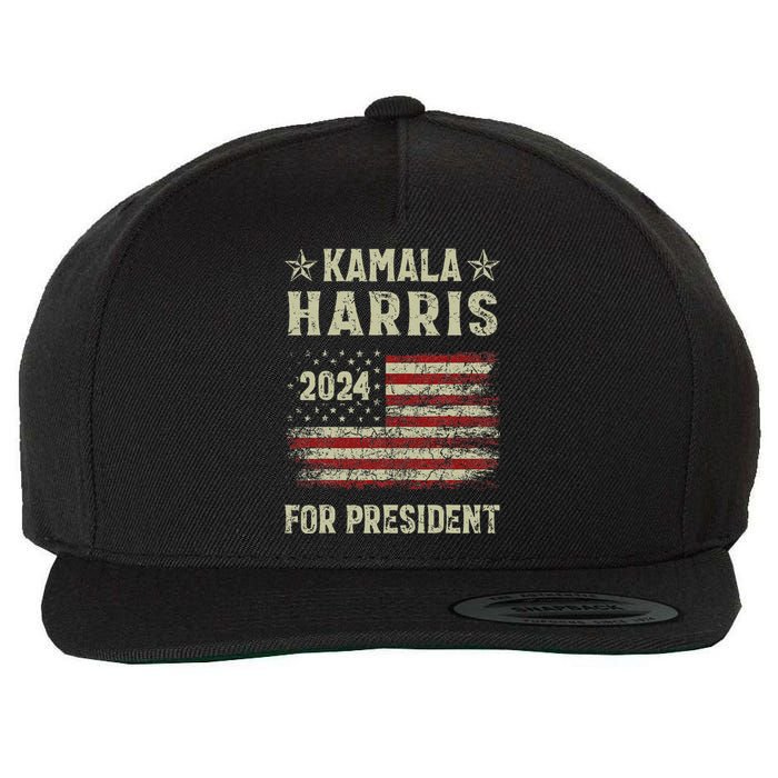 Vintage Kamala Harris 2024 For President Election Campaign Gift Wool Snapback Cap