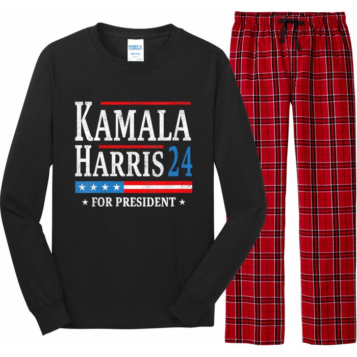 Vintage Kamala Harris 2024 For President Election Campaign Long Sleeve Pajama Set