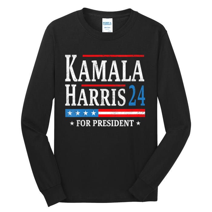 Vintage Kamala Harris 2024 For President Election Campaign Tall Long Sleeve T-Shirt