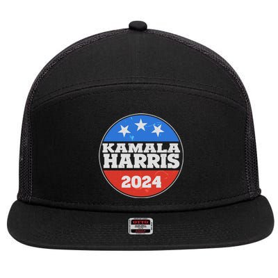 Vintage Kamala Harris 2024 Election Emblem 7 Panel Mesh Trucker Snapback Hat