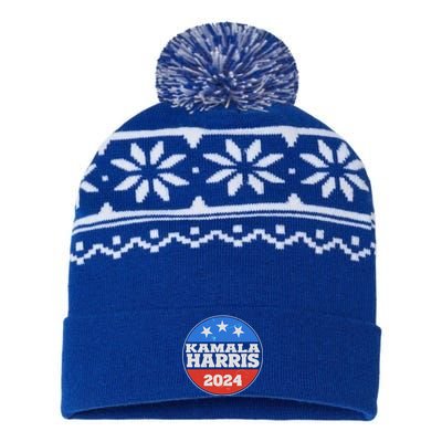 Vintage Kamala Harris 2024 Election Emblem USA-Made Snowflake Beanie