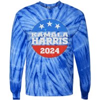 Vintage Kamala Harris 2024 Election Emblem Tie-Dye Long Sleeve Shirt