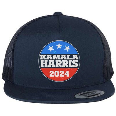 Vintage Kamala Harris 2024 Election Emblem Flat Bill Trucker Hat