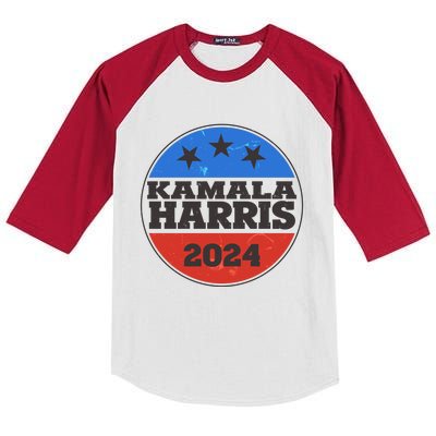 Vintage Kamala Harris 2024 Election Emblem Kids Colorblock Raglan Jersey