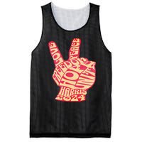 Vintage Kamala Harris 2024 For President Campaign Peace Sign Mesh Reversible Basketball Jersey Tank