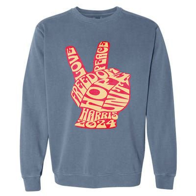 Vintage Kamala Harris 2024 For President Campaign Peace Sign Garment-Dyed Sweatshirt