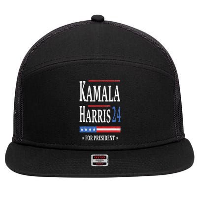 Vintage Kamala Harris 2024 For President Election Campaign 7 Panel Mesh Trucker Snapback Hat