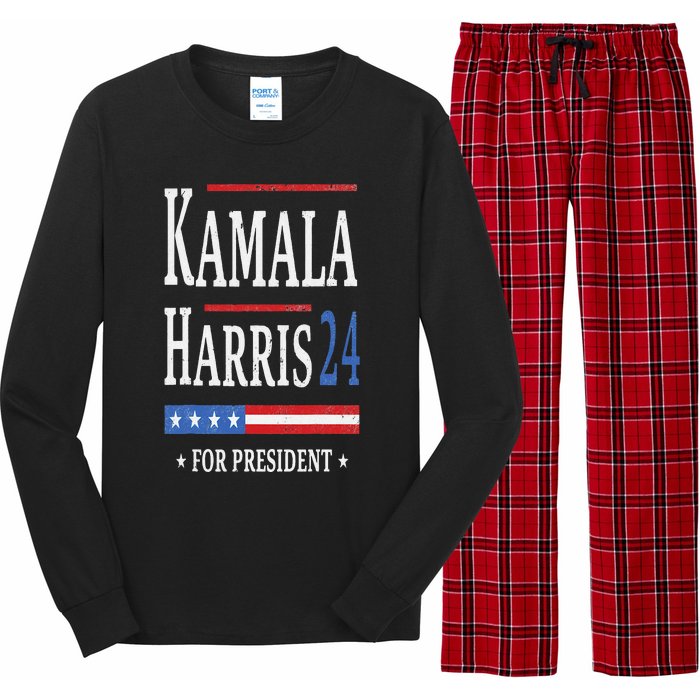 Vintage Kamala Harris 2024 For President Election Campaign Long Sleeve Pajama Set