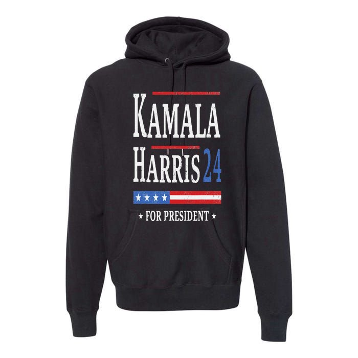 Vintage Kamala Harris 2024 For President Election Campaign Premium Hoodie