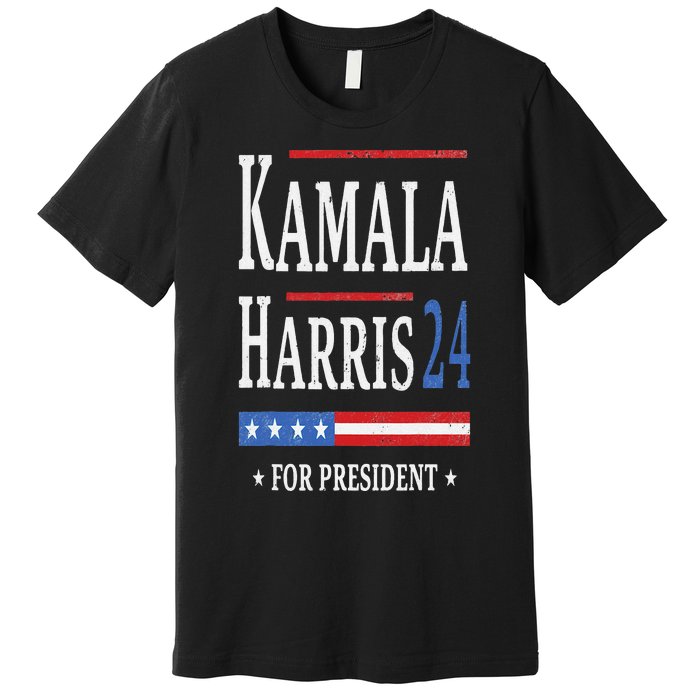 Vintage Kamala Harris 2024 For President Election Campaign Premium T-Shirt