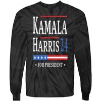 Vintage Kamala Harris 2024 For President Election Campaign Tie-Dye Long Sleeve Shirt