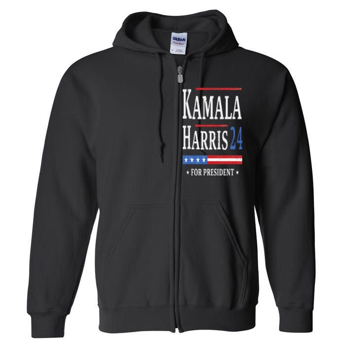 Vintage Kamala Harris 2024 For President Election Campaign Full Zip Hoodie