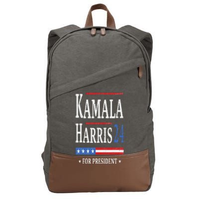 Vintage Kamala Harris 2024 For President Election Campaign Cotton Canvas Backpack