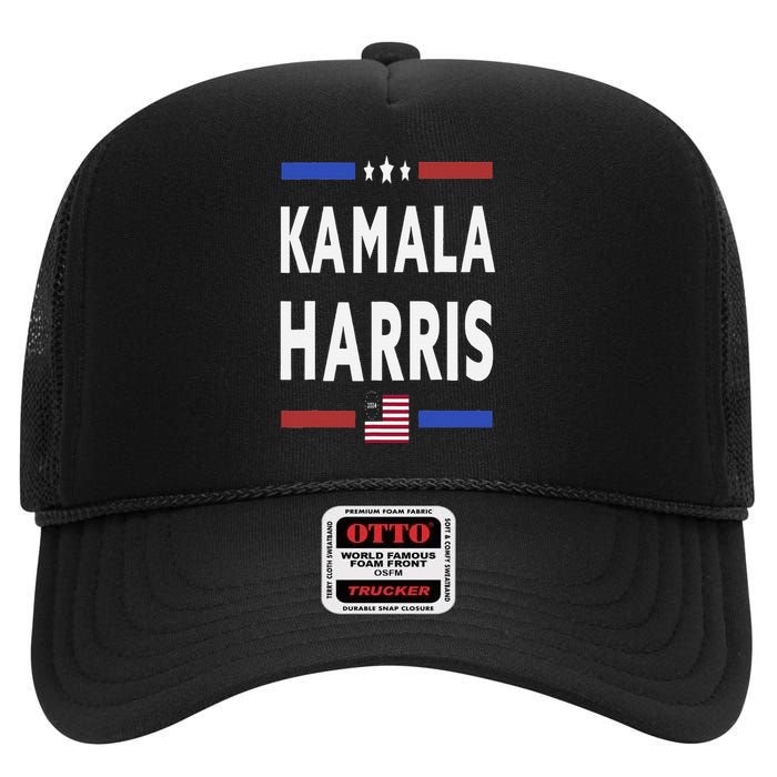 Vintage Kamala Harris 2024 For President Election Campaign High Crown Mesh Back Trucker Hat