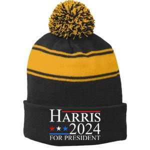 Vote Kamala Harris 2024 For President 2024 Election Stripe Pom Pom Beanie