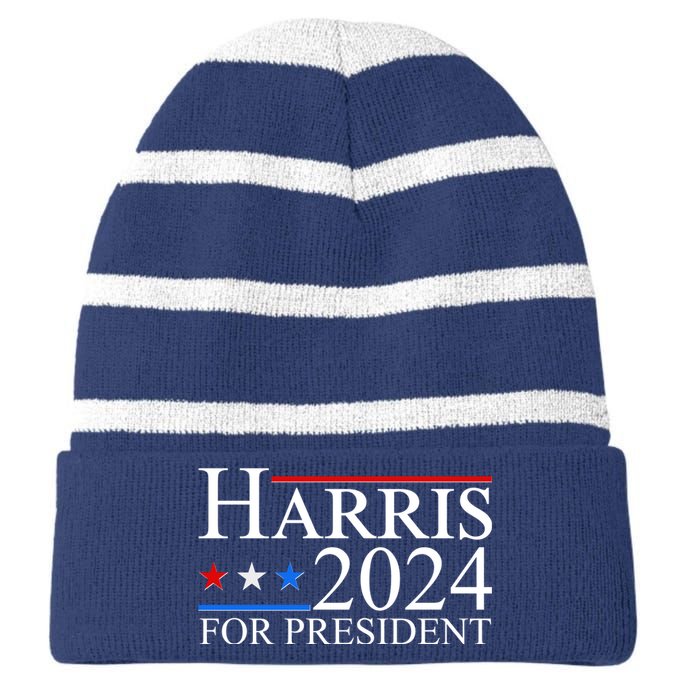 Vote Kamala Harris 2024 For President 2024 Election Striped Beanie with Solid Band