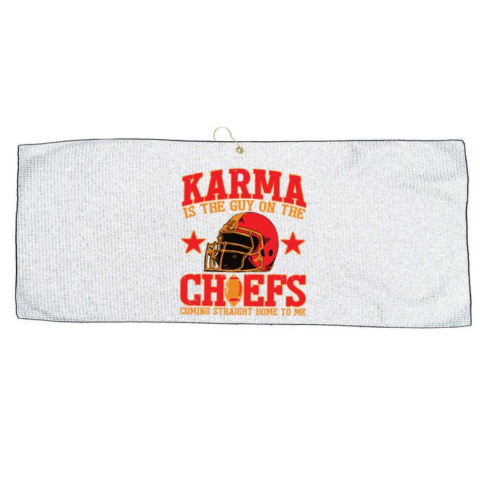 Vintage Karma Is The Guy On The Chief Football Large Microfiber Waffle Golf Towel