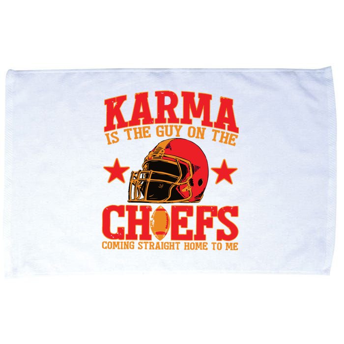 Vintage Karma Is The Guy On The Chief Football Microfiber Hand Towel