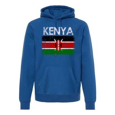 Vintage Kenya Kenyan Flag Pride Gift Premium Hoodie