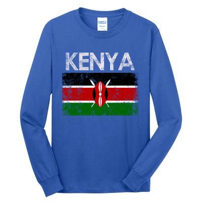 Vintage Kenya Kenyan Flag Pride Gift Tall Long Sleeve T-Shirt