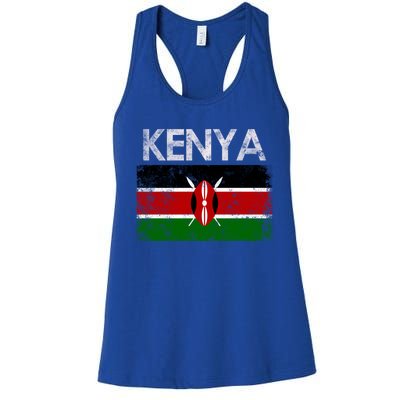 Vintage Kenya Kenyan Flag Pride Gift Women's Racerback Tank