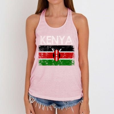 Vintage Kenya Kenyan Flag Pride Gift Women's Knotted Racerback Tank