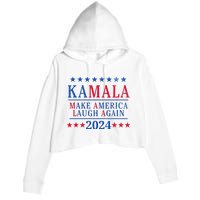 Vintage Kamala Make America Laugh Again Harris 2024 Election Crop Fleece Hoodie