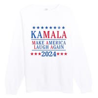 Vintage Kamala Make America Laugh Again Harris 2024 Election Premium Crewneck Sweatshirt