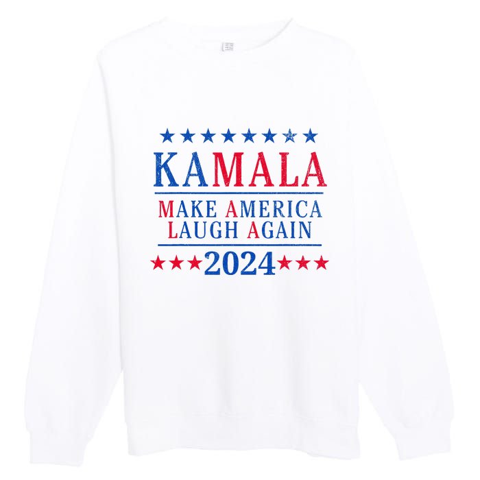 Vintage Kamala Make America Laugh Again Harris 2024 Election Premium Crewneck Sweatshirt