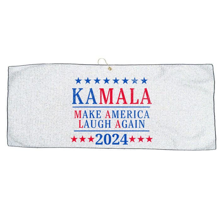 Vintage Kamala Make America Laugh Again Harris 2024 Election Large Microfiber Waffle Golf Towel