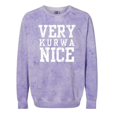 Very Kurwa Nice Retro Text Funny Colorblast Crewneck Sweatshirt