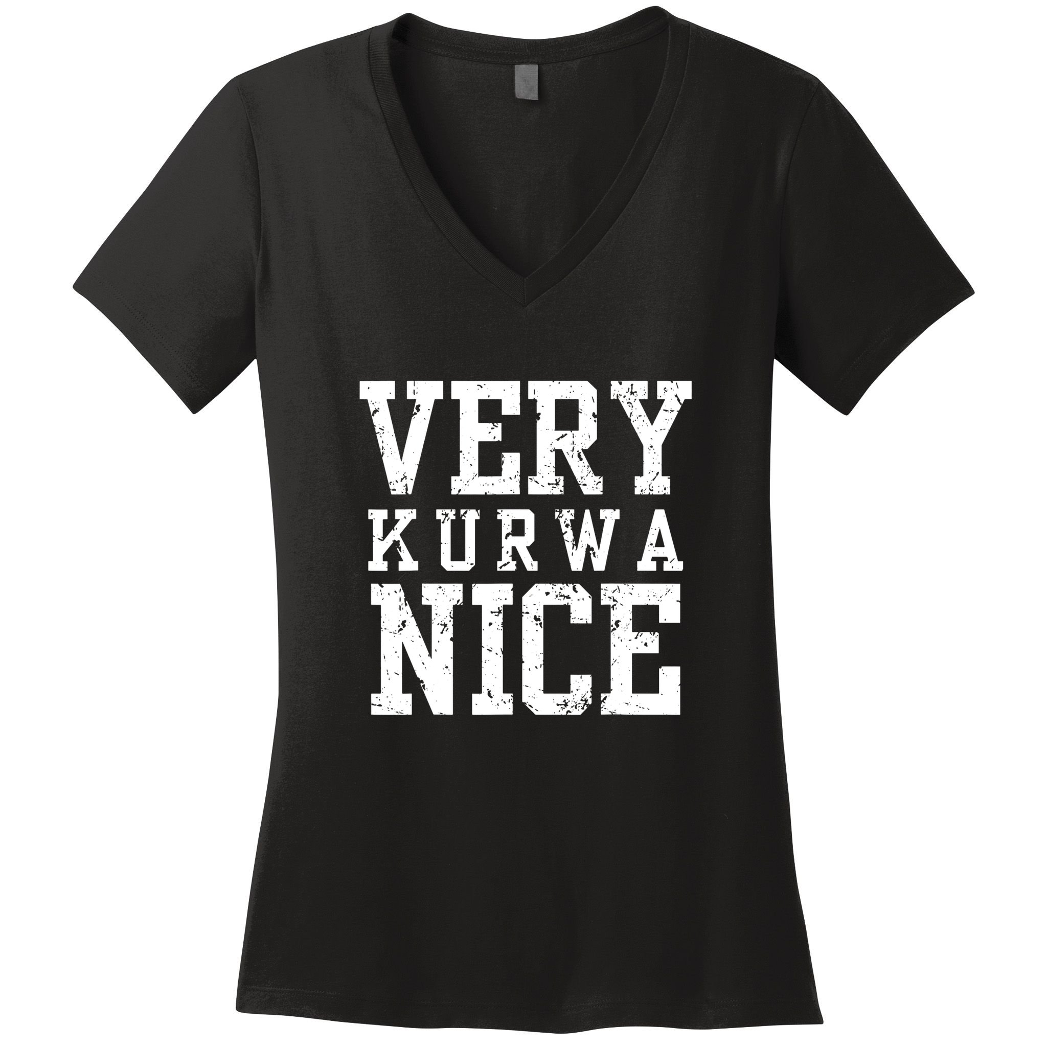 Very Kurwa Nice Retro Text Funny Women's V-Neck T-Shirt
